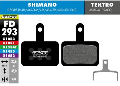 GALFER BIKE Pastiglie Deore (M416/445/446/485/486/515/525/575,C601) / Tektro - Auriga, Draco